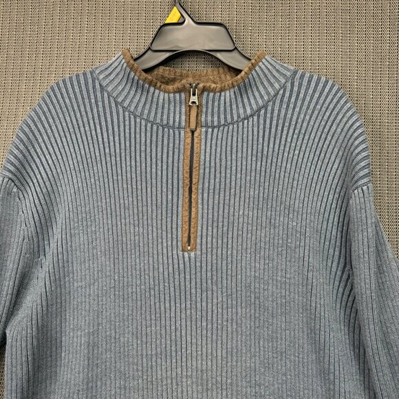 Guide Series mens XLT Ribbed Pullover Sweater With Elbow Patches Blue/Brown - Picture 2 of 6